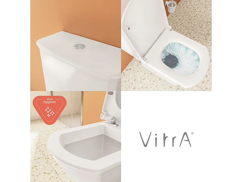 WC au sol sans bride VITRA Valarte + abattant Blanc
