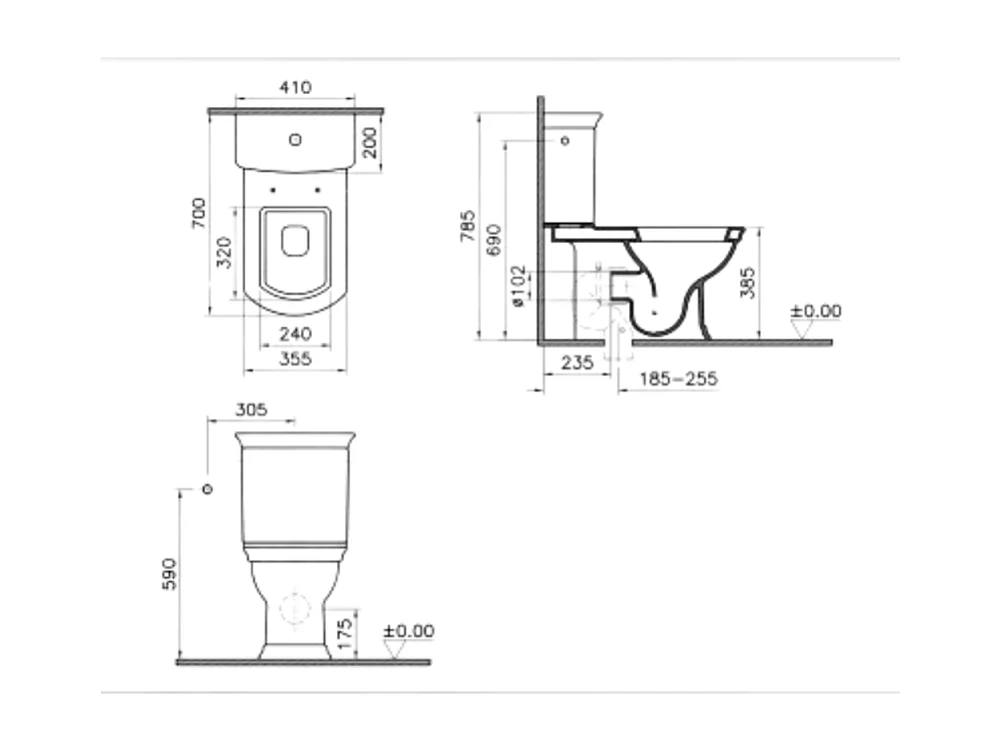 WC au sol sans bride VITRA Valarte + abattant Blanc