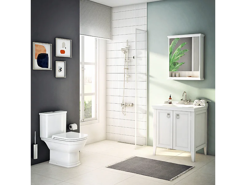 WC au sol sans bride VITRA Valarte + abattant Blanc