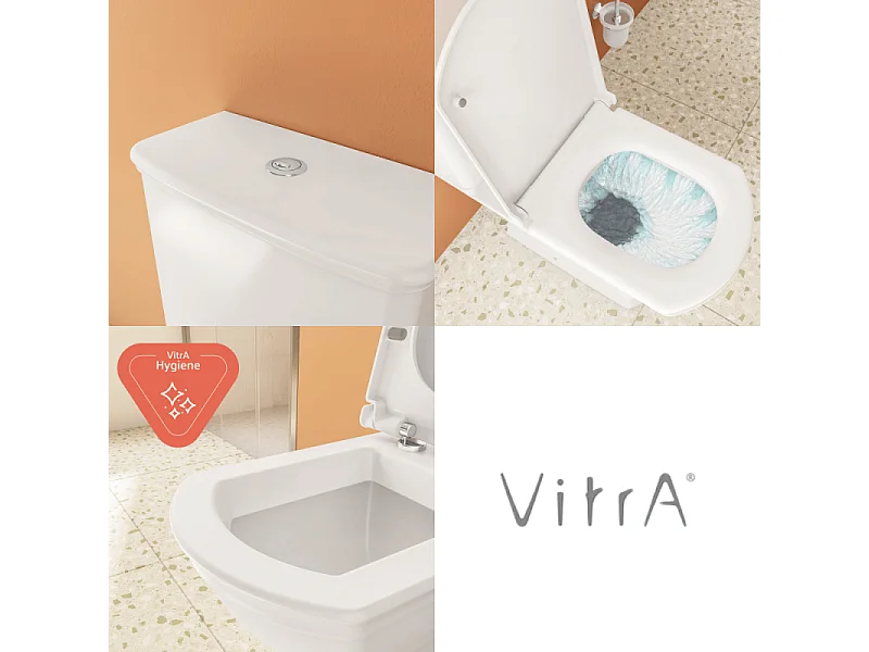WC à poser avec bride sortie horizontale VitrA Valarte rétro avec abattant frein de chute