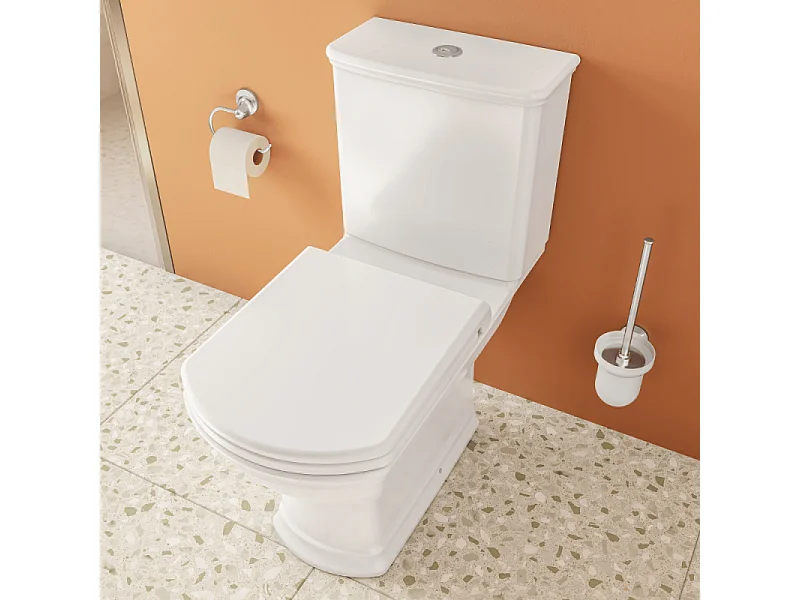 WC à poser avec bride sortie horizontale VitrA Valarte rétro avec abattant frein de chute