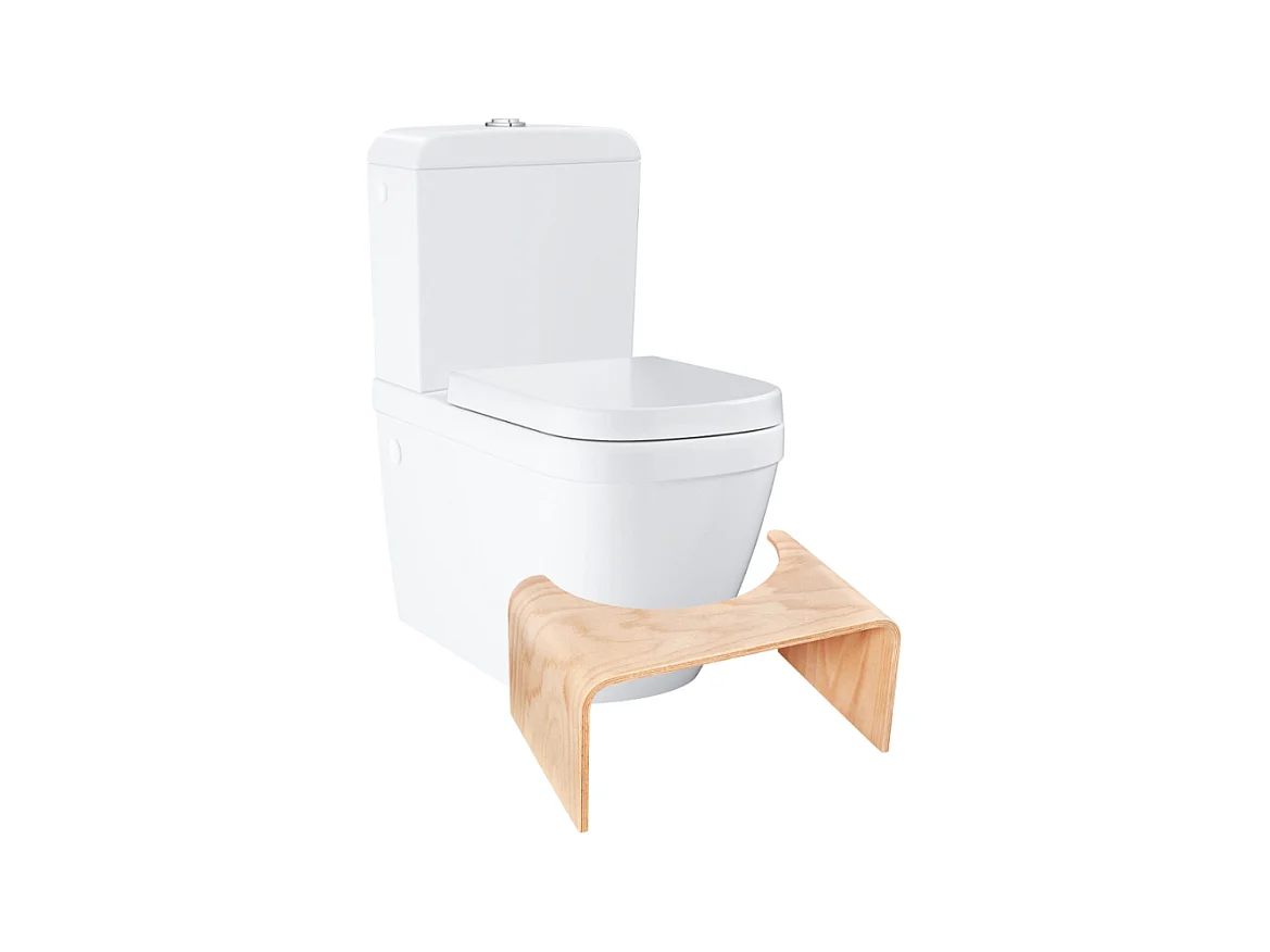 WC à poser sans bride GROHE Euro Ceramic + Tabouret physiologique Bois