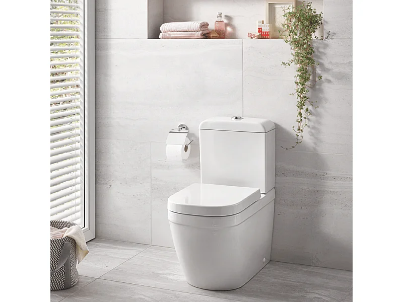 WC à poser sans bride GROHE Euro Ceramic + Tabouret physiologique Bois