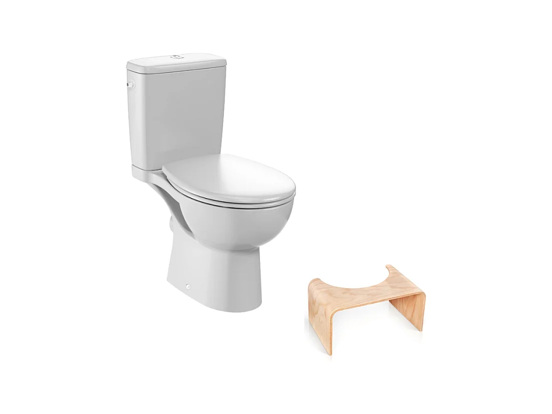 WC à poser sans bride JACOB DELAFON Gaspard + Tabouret physiologique bois