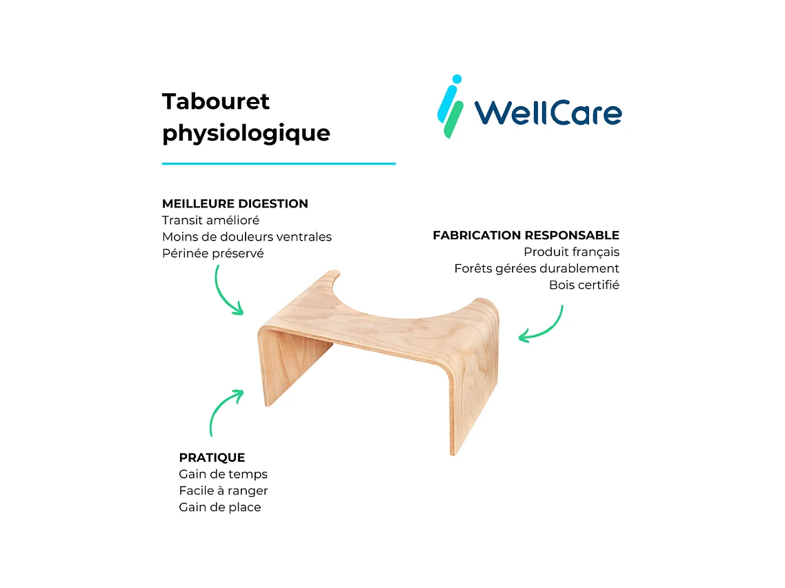 WC à poser sans bride JACOB DELAFON Gaspard + Tabouret physiologique bois