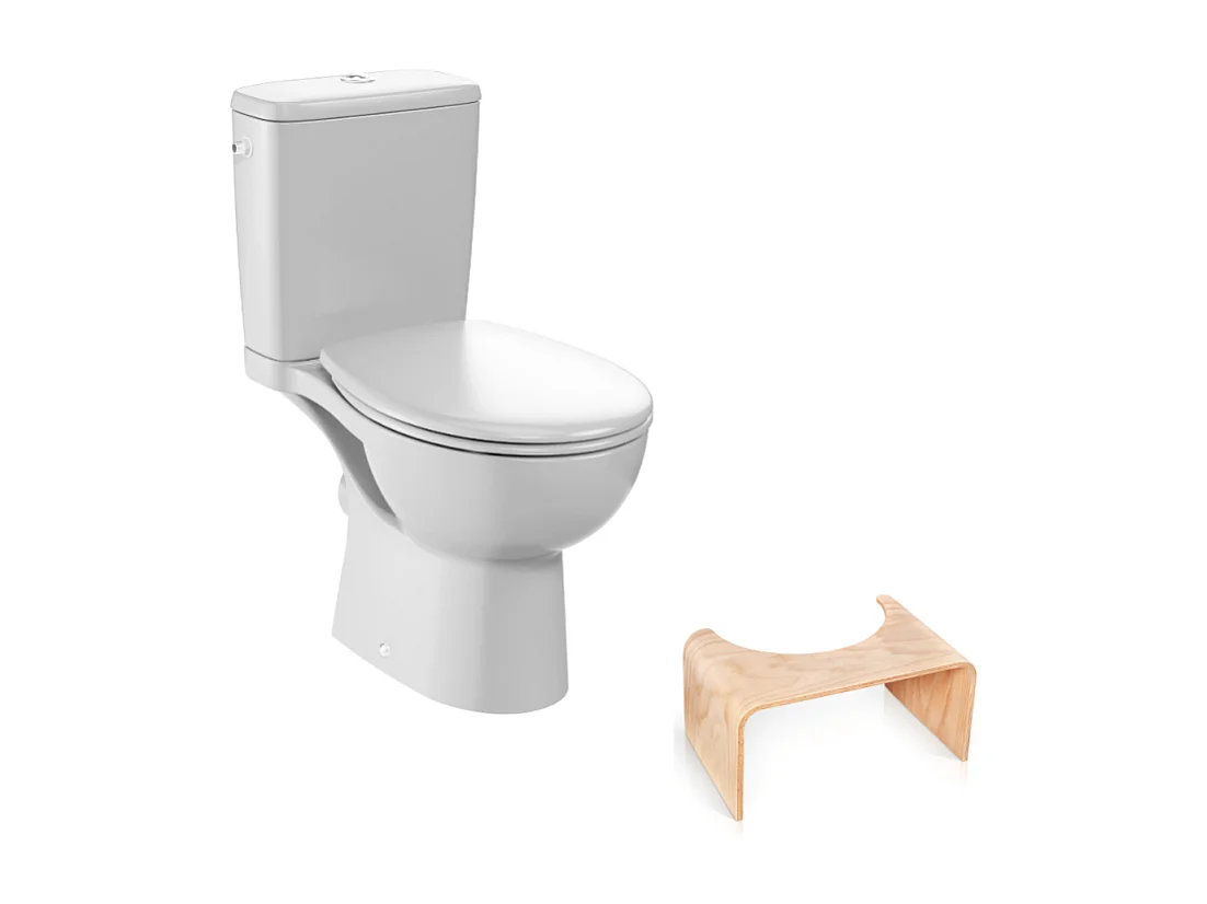 WC à poser sans bride JACOB DELAFON Gaspard + Tabouret physiologique bois