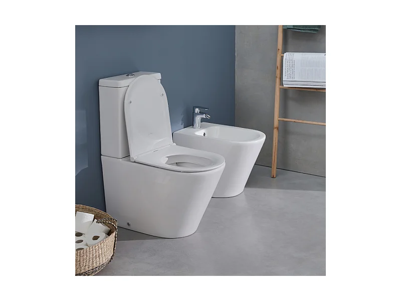 WC au sol sans bride JACOB DELAFON Rodin+ sortie vario + tabouret physiologique blanc