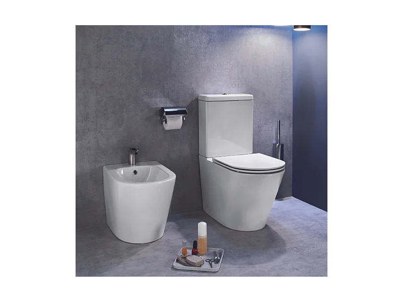 WC au sol sans bride JACOB DELAFON Rodin+ sortie vario + tabouret physiologique blanc