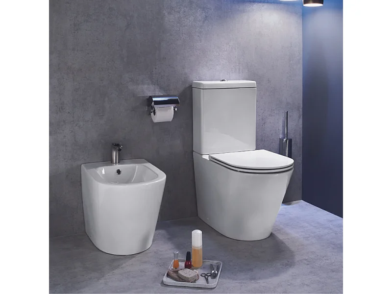 WC au sol sans bride JACOB DELAFON Rodin+ sortie vario + tabouret physiologique blanc