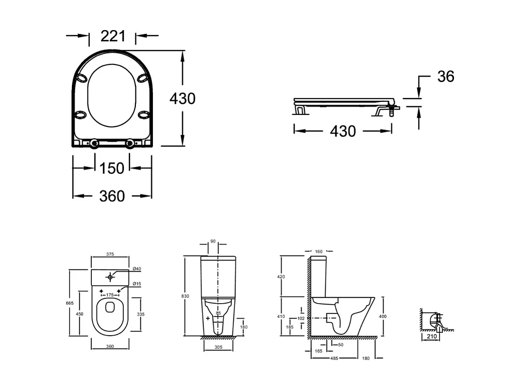 WC au sol sans bride JACOB DELAFON Rodin+ sortie vario + tabouret physiologique blanc