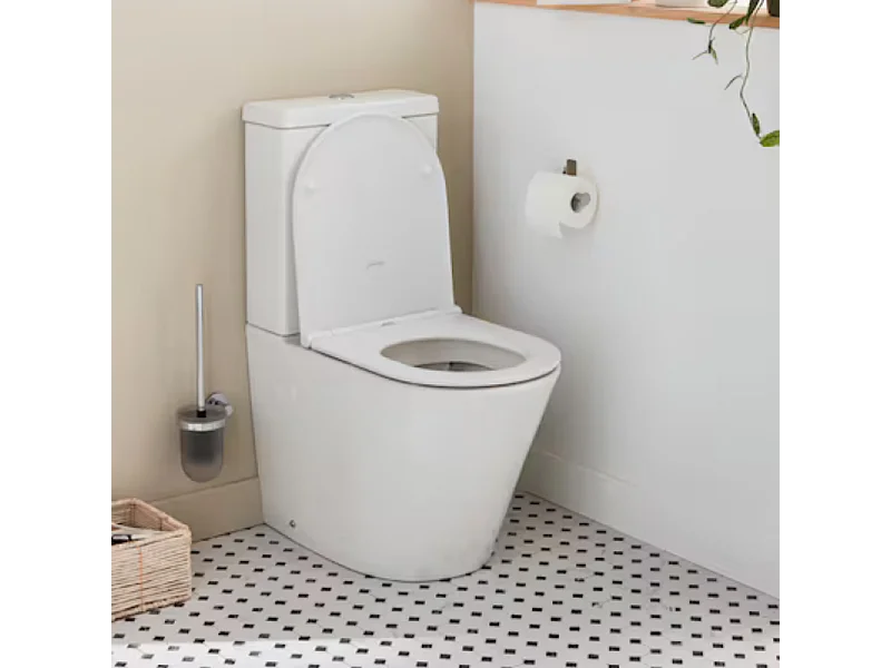 WC à poser sans bride sortie universelle JACOB DELAFON Rodin+ avec abattant frein de chute + tabouret physiologique blanc