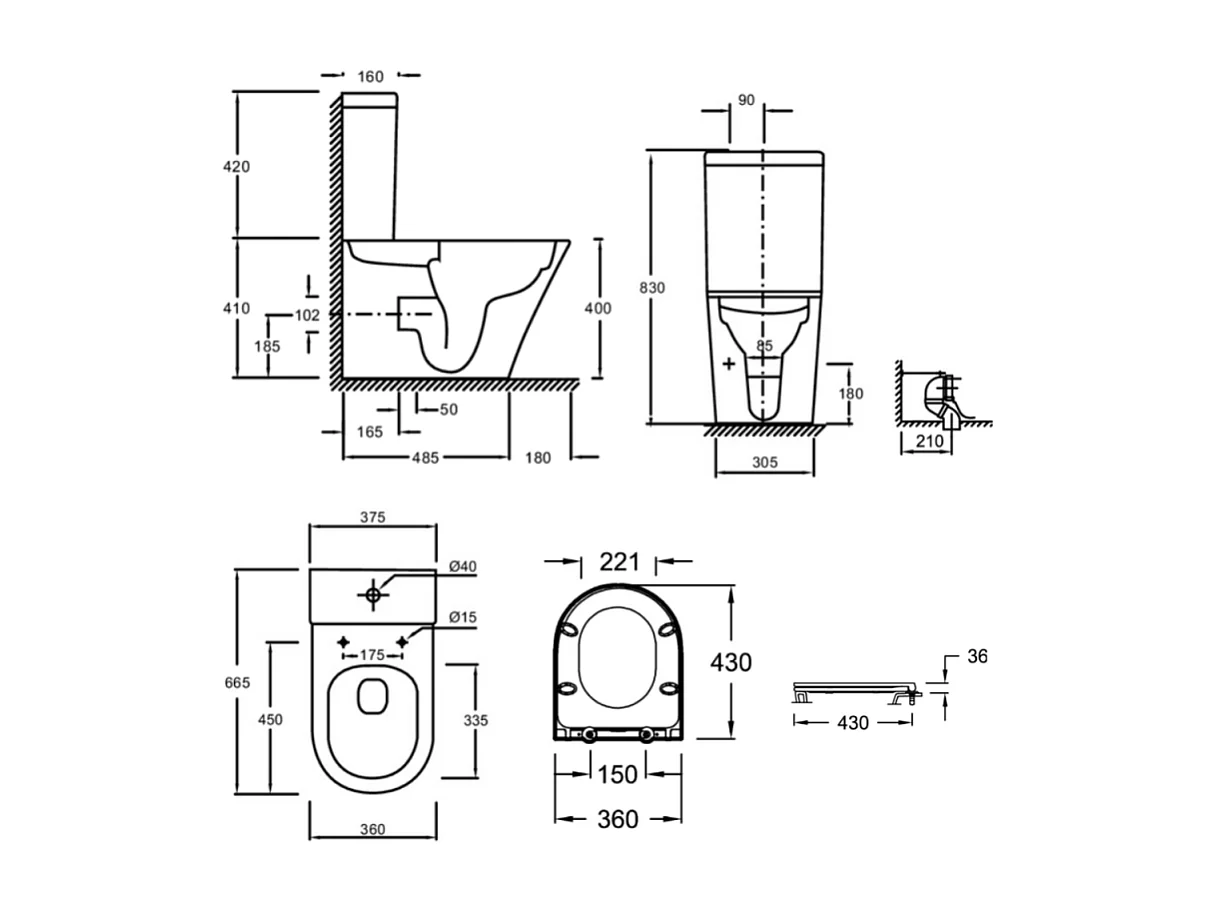 WC à poser sans bride sortie universelle JACOB DELAFON Rodin+ avec abattant frein de chute + tabouret physiologique blanc