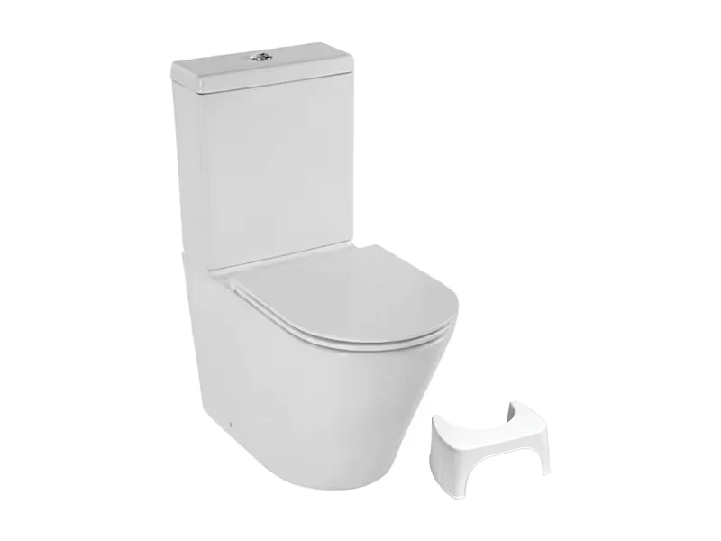 WC à poser sans bride sortie universelle JACOB DELAFON Rodin+ avec abattant frein de chute + tabouret physiologique blanc