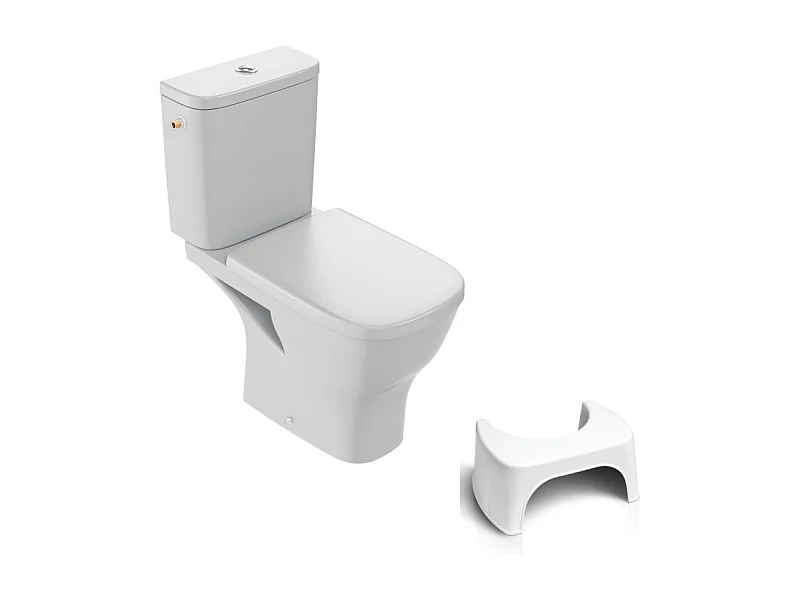 WC à poser sans bride JACOB DELAFON Struktura + abattant + Tabouret physiologique blanc