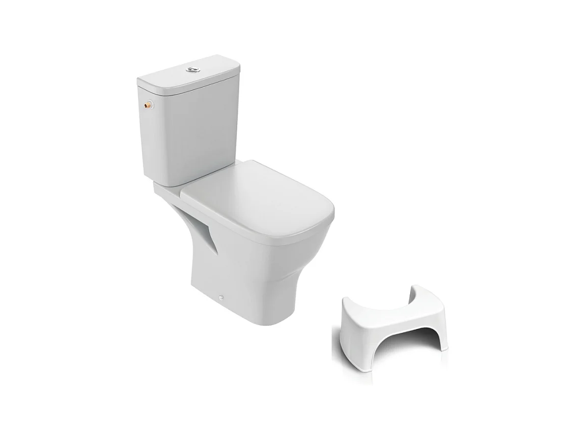 WC à poser sans bride JACOB DELAFON Struktura + abattant + Tabouret physiologique blanc