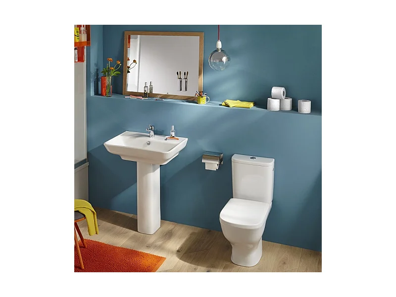 WC à poser sans bride JACOB DELAFON Struktura + abattant + Tabouret physiologique blanc