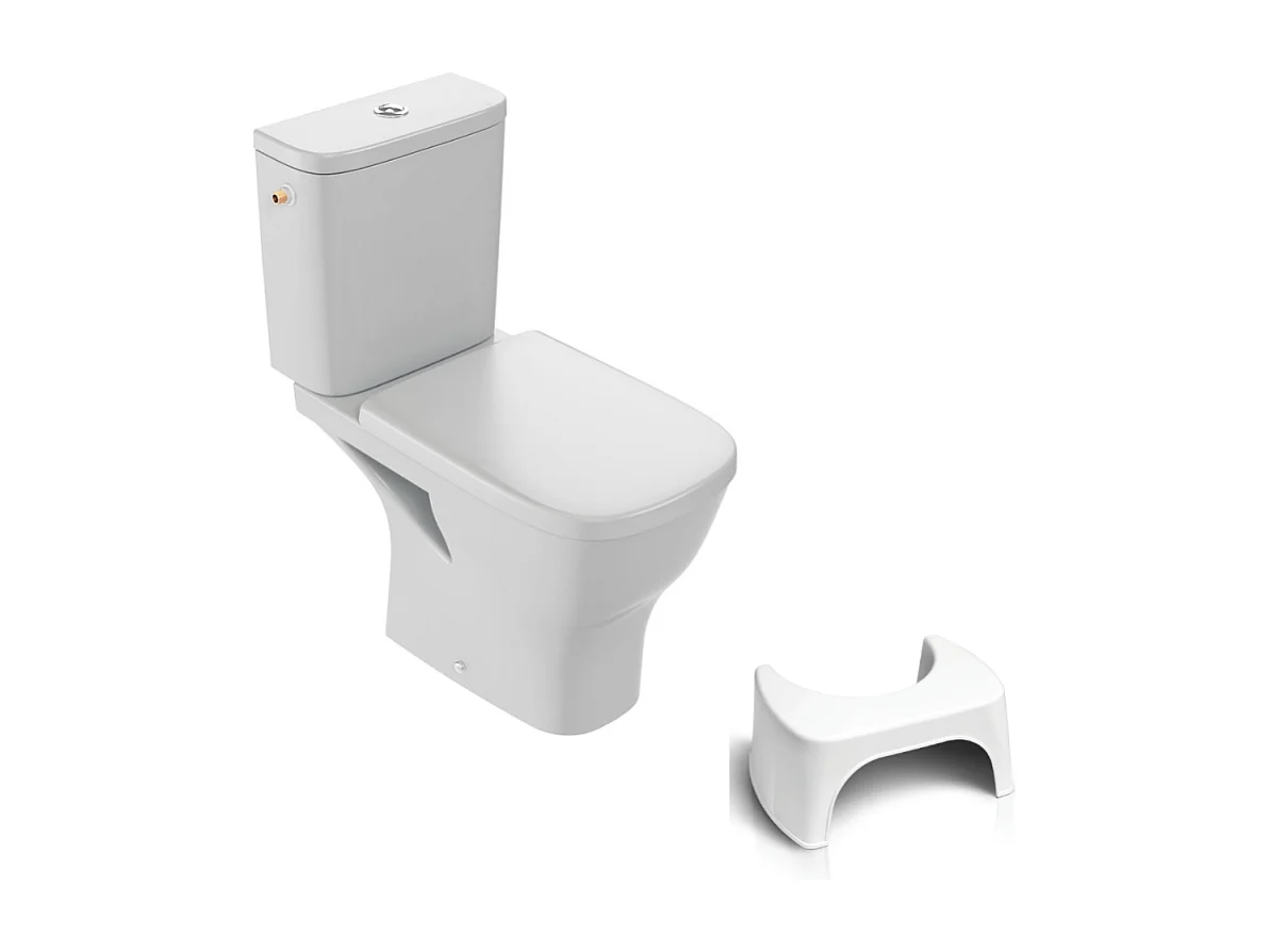 WC à poser sans bride JACOB DELAFON Struktura + abattant + Tabouret physiologique blanc