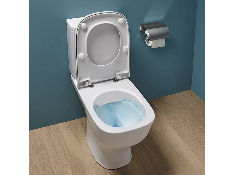 WC à poser sans bride JACOB DELAFON Struktura + abattant + Tabouret physiologique blanc