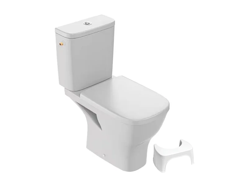 WC à poser sans bride sortie horizontale JACOB DELAFON Struktura avec abattant + Tabouret physiologique blanc