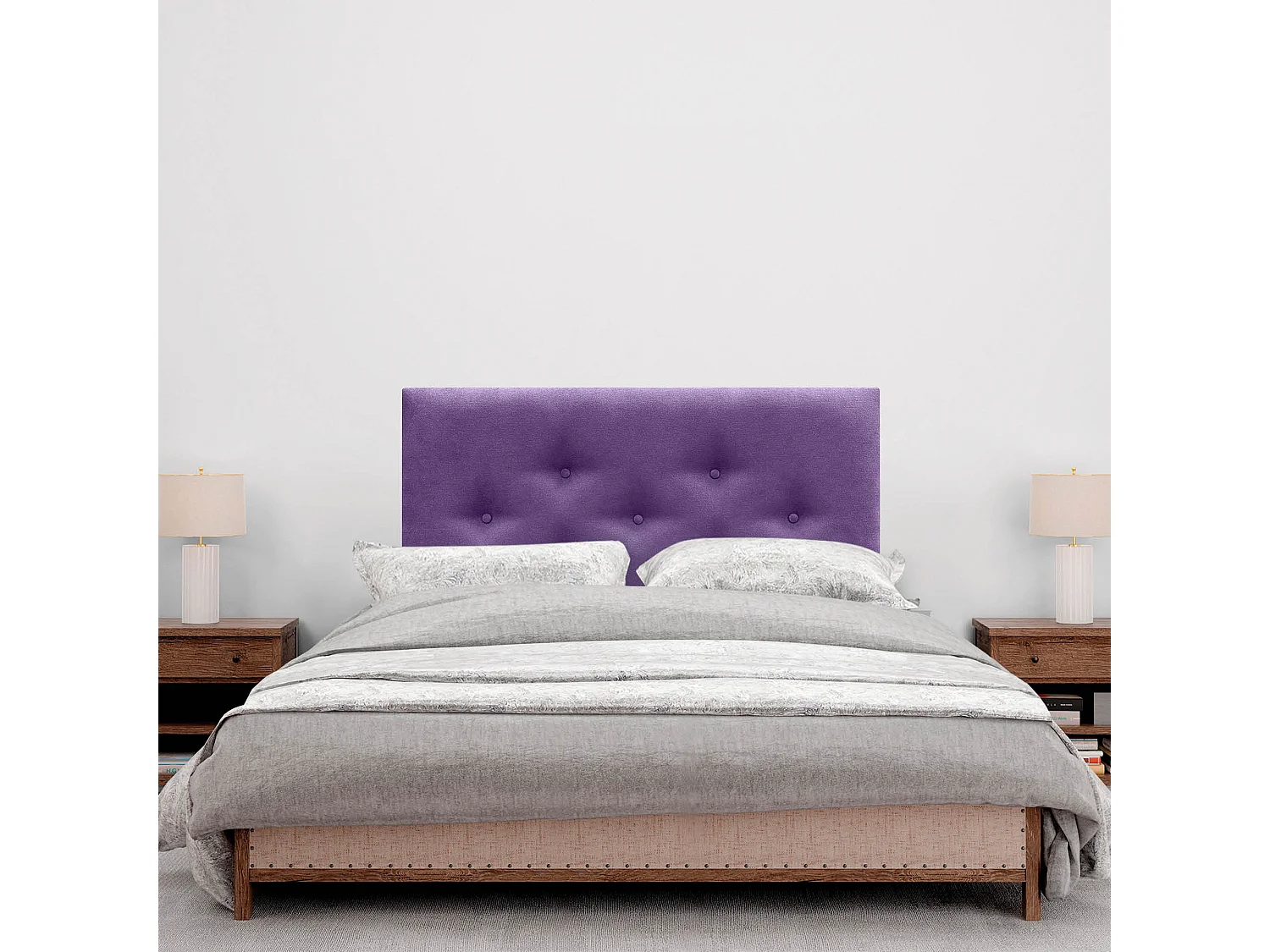 DHOME Tête de Lit en Tissu ACUALINE avec 3 Rangées Entrelacées de Boutons Tête de Lit Capitonnée de Luxe(Lilas, 95cm)