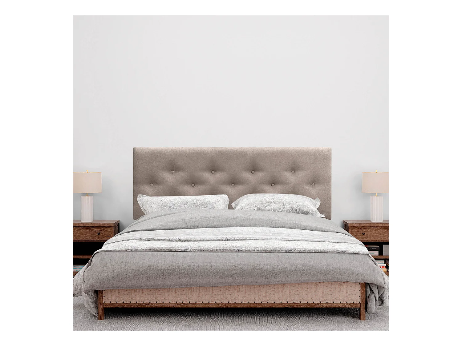 DHOME Tête de Lit en Tissu ACUALINE avec 3 Rangées Entrelacées de Boutons Tête de Lit Capitonnée de Luxe(Tierra, 150cm)