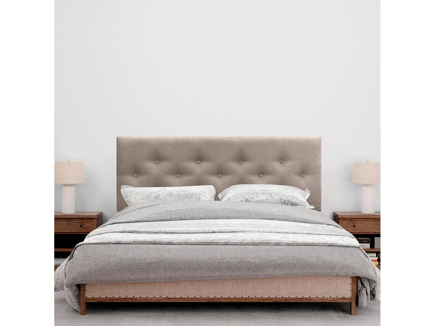 DHOME Tête de Lit en Tissu ACUALINE avec 3 Rangées Entrelacées de Boutons Tête de Lit Capitonnée de Luxe(Tierra, 150cm)