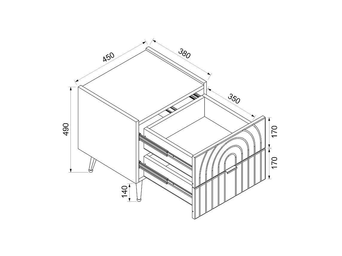 Lot de 2 tables de chevet  avec 2 tiroirs - Beige - NORSIM de Pascal MORABITO
