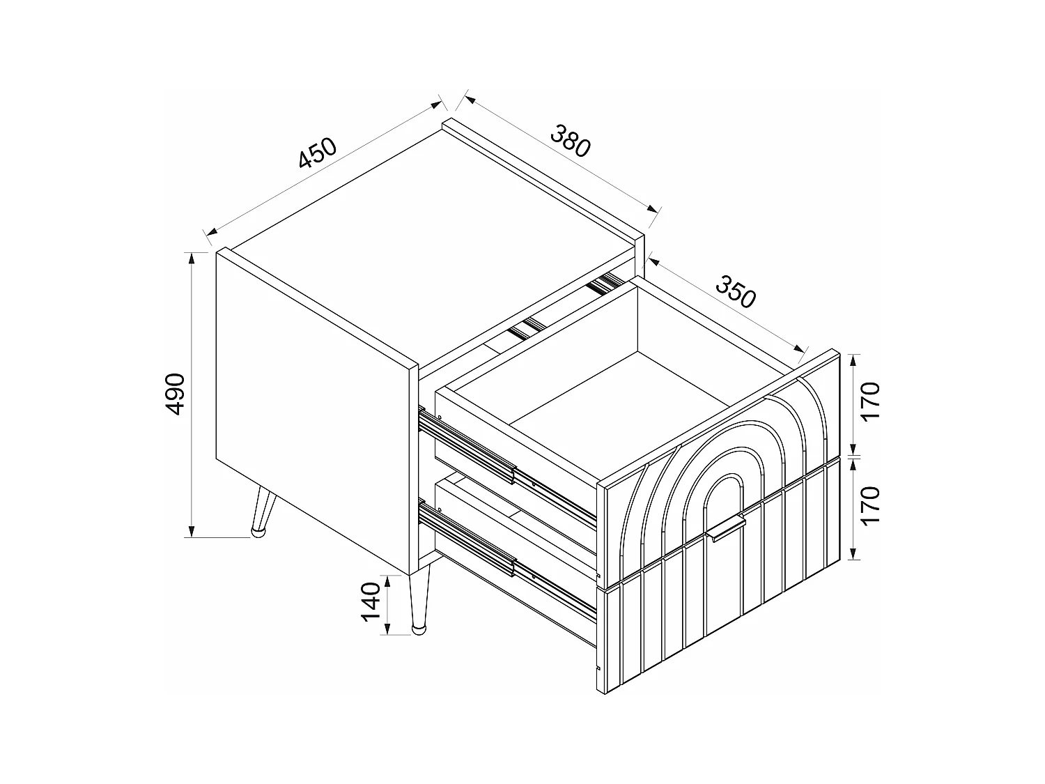 Lot de 2 tables de chevet  avec 2 tiroirs - Beige - NORSIM de Pascal MORABITO