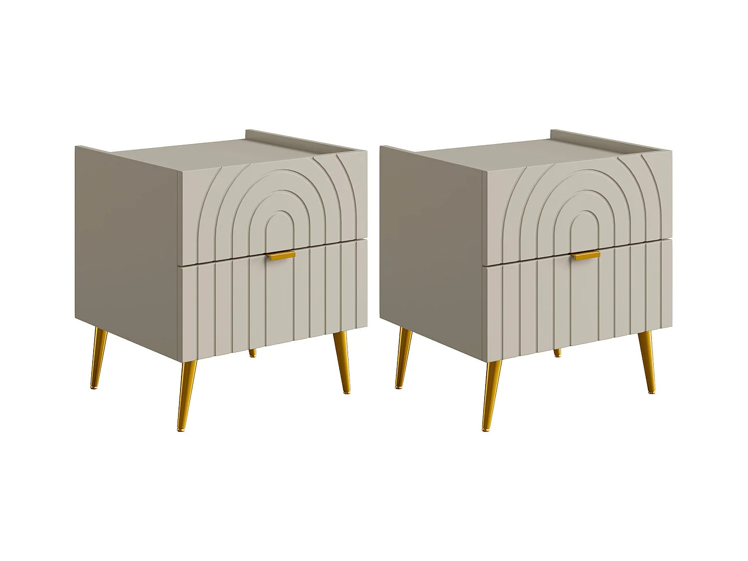 Lot de 2 tables de chevet  avec 2 tiroirs - Beige - NORSIM de Pascal MORABITO