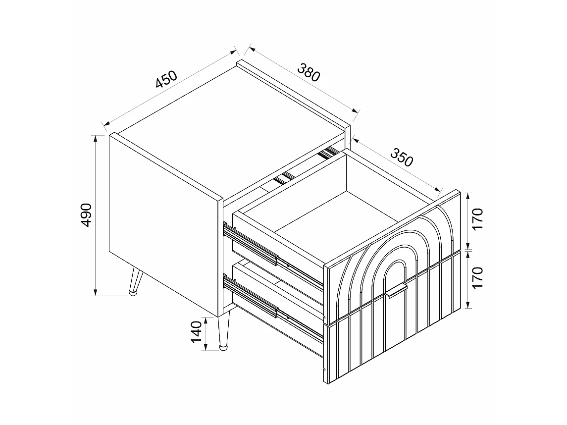 Conjunto de 2 mesas de cabeceira com 2 gavetas bege - NORSIM de Pascal MORABITO