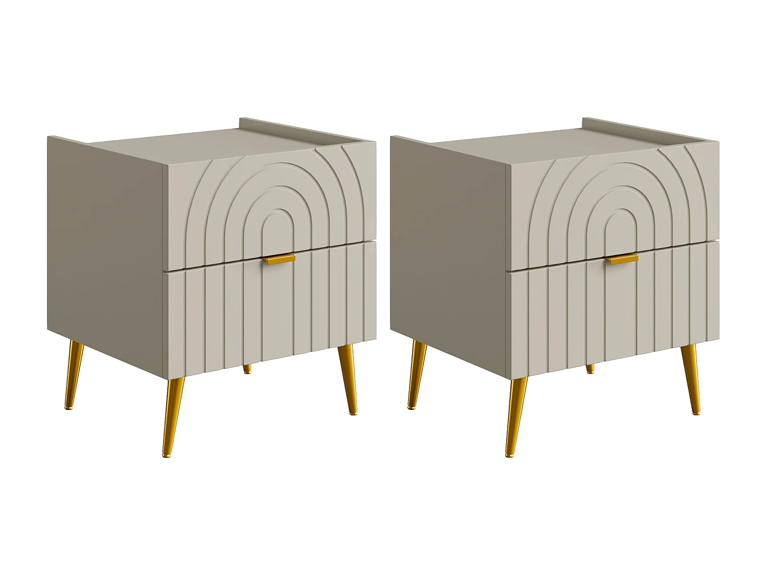 Conjunto de 2 mesas de cabeceira com 2 gavetas bege - NORSIM de Pascal MORABITO