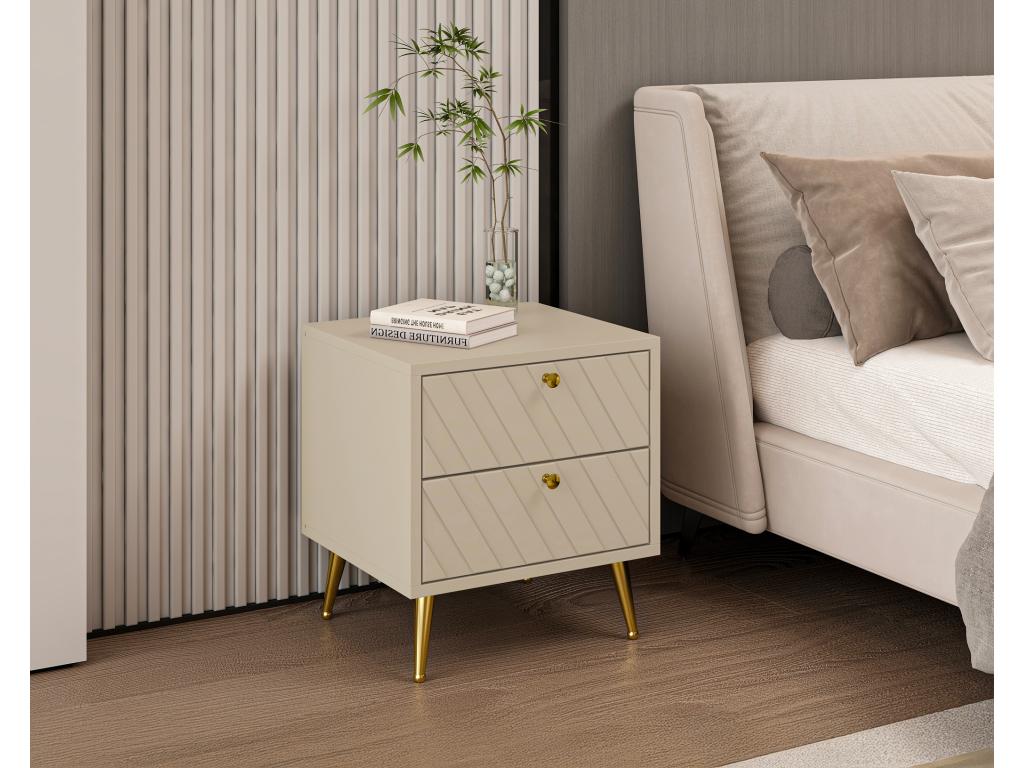 Nachttische 2er-Set - 2 Schubladen - Beige - TEODA von Pascal MORABITO günstig online kaufen