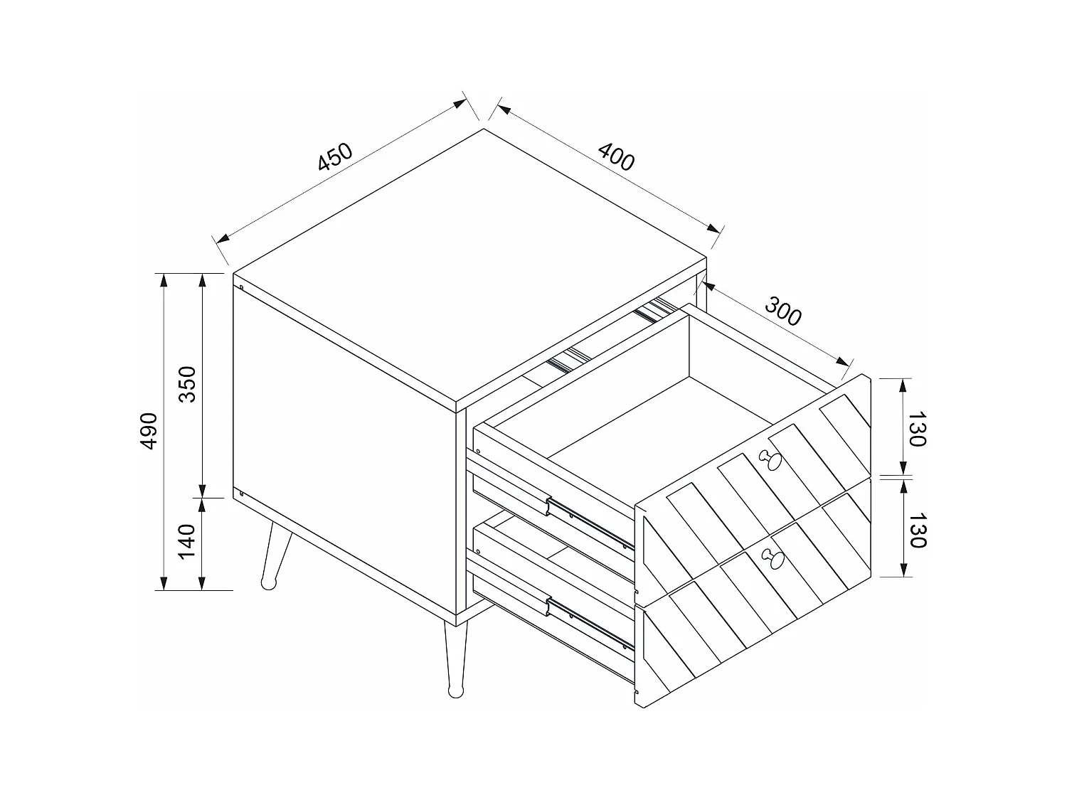 Lot de 2 tables de chevet - 2 tiroirs - Beige - TEODA de Pascal MORABITO