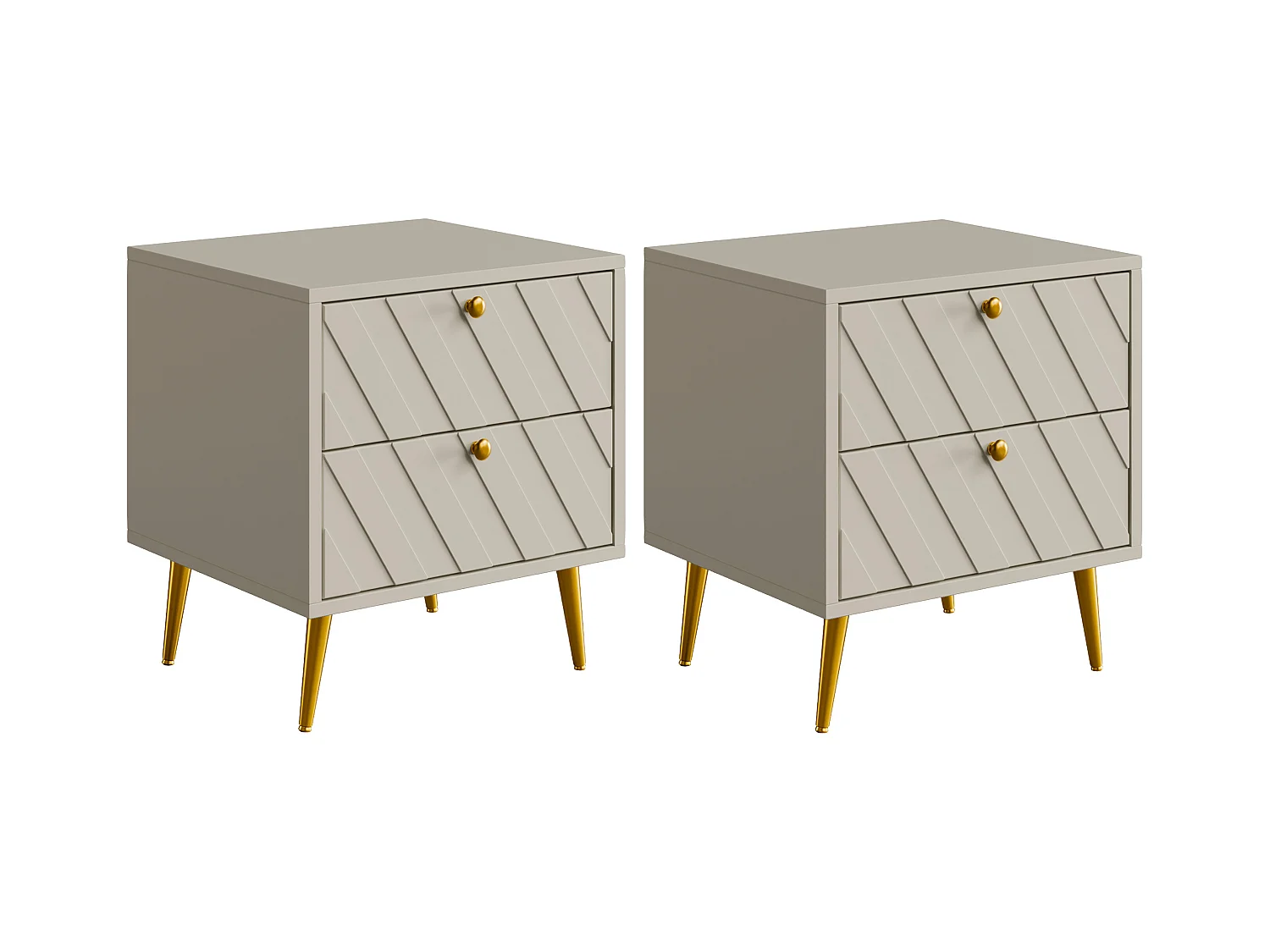 Lot de 2 tables de chevet - 2 tiroirs - Beige - TEODA de Pascal MORABITO