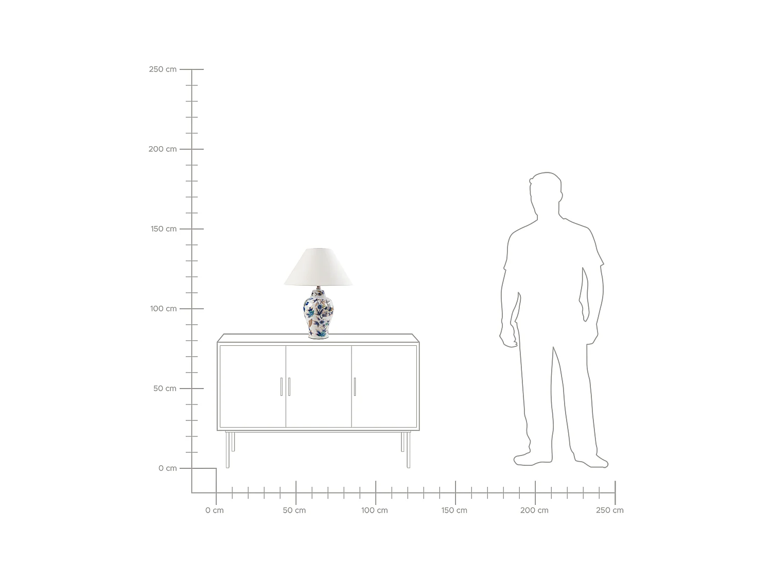 Tischleuchte MORACA Porzellan Weiss / Blau