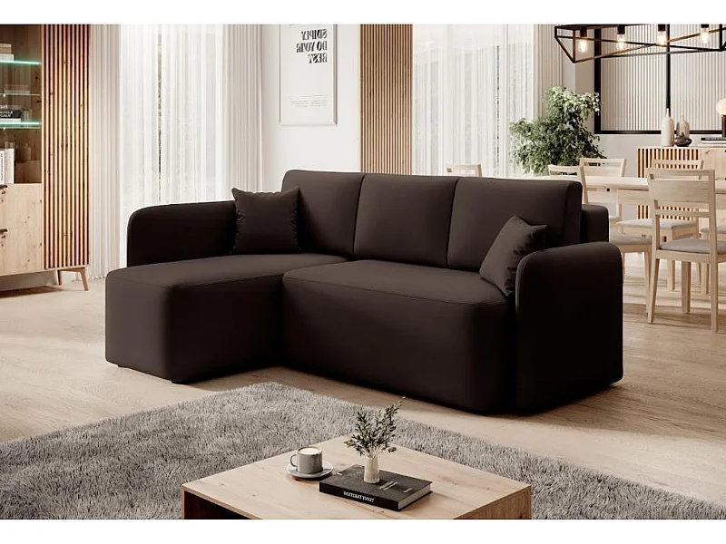 Ecksofa Sergy L/Stoffbezug/Braun