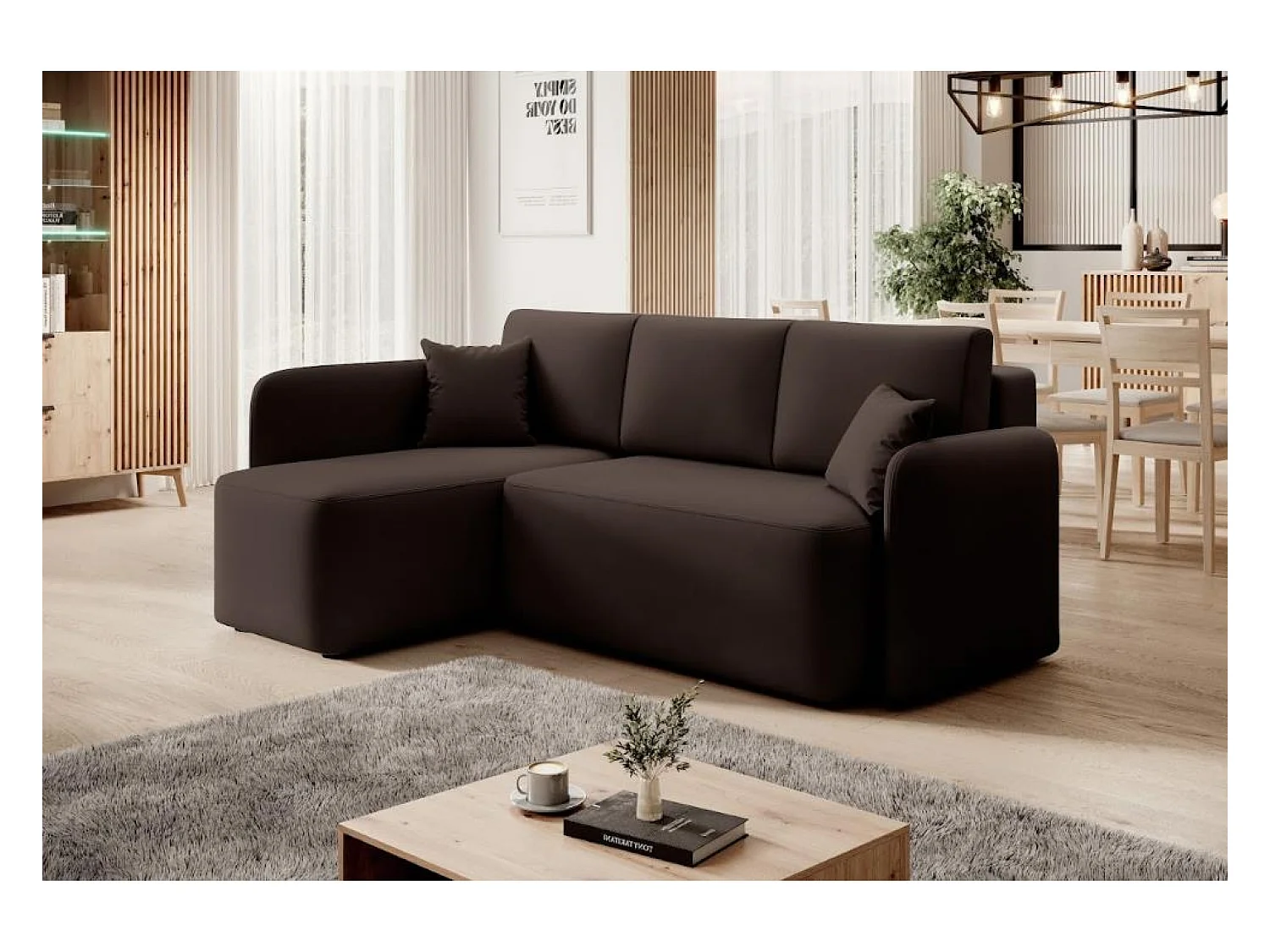 Ecksofa Sergy L/Stoffbezug/Braun