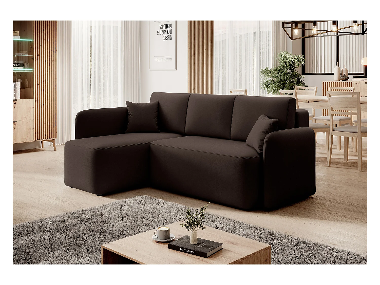 Ecksofa Sergy L/Stoffbezug/Braun