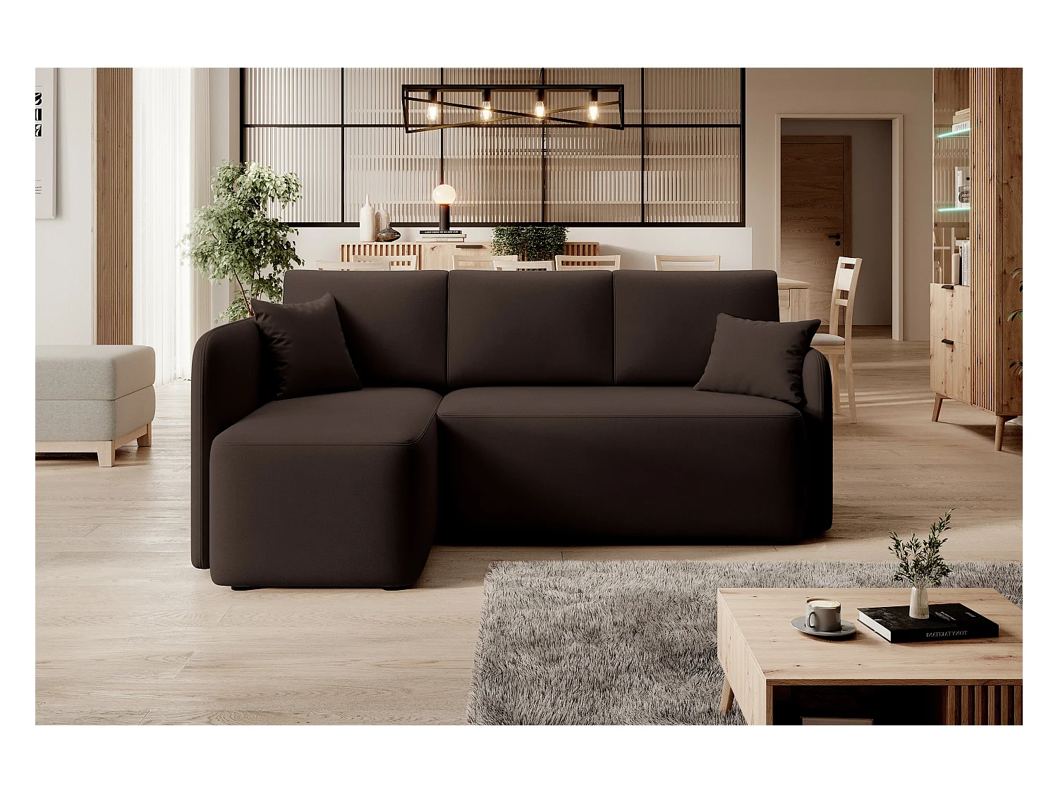 Ecksofa Sergy L/Stoffbezug/Braun