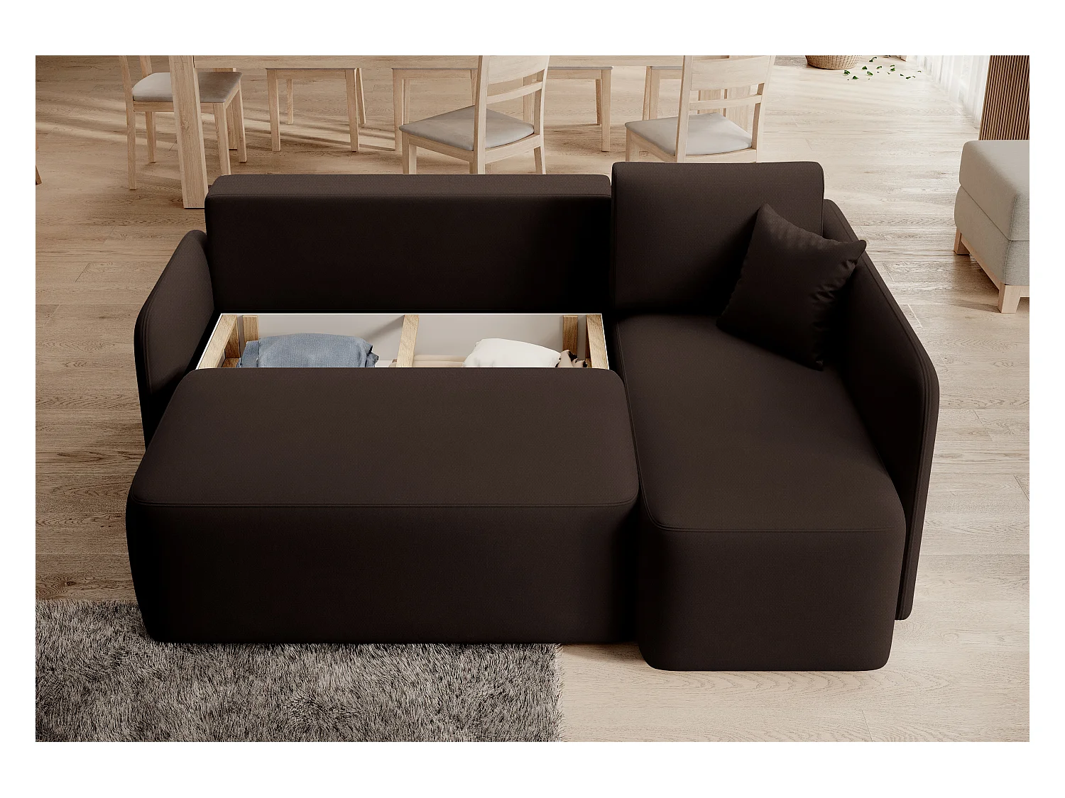 Ecksofa Sergy L/Stoffbezug/Braun