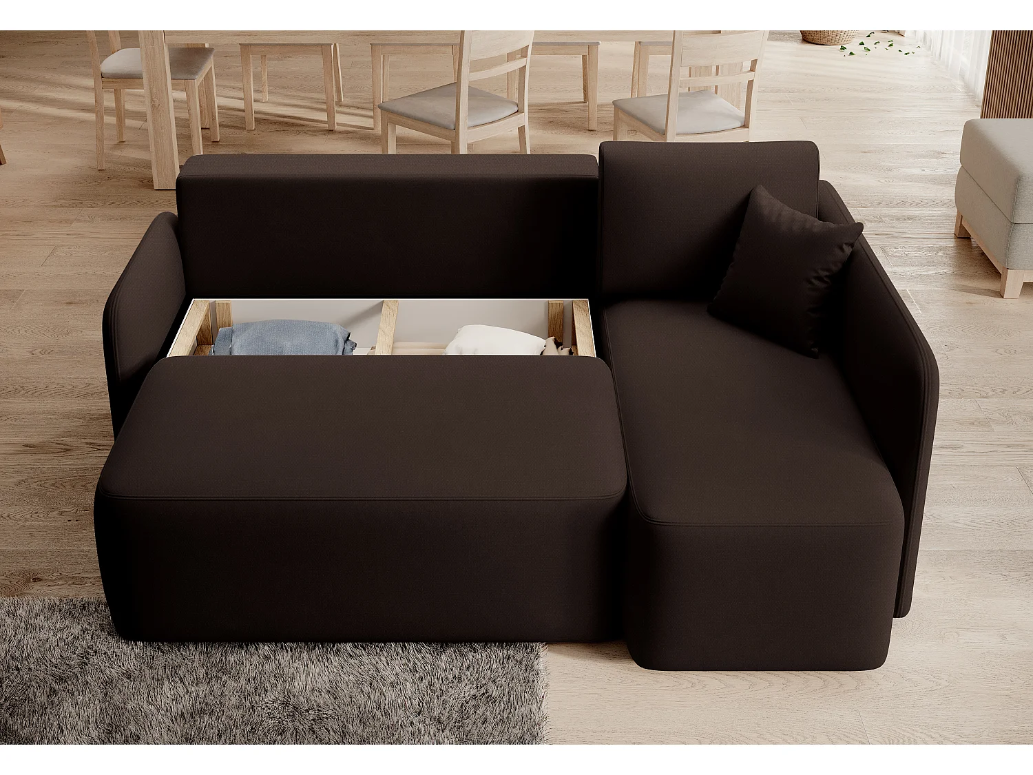 Canapé Corner Sergy L/revêtement tissu/Marron