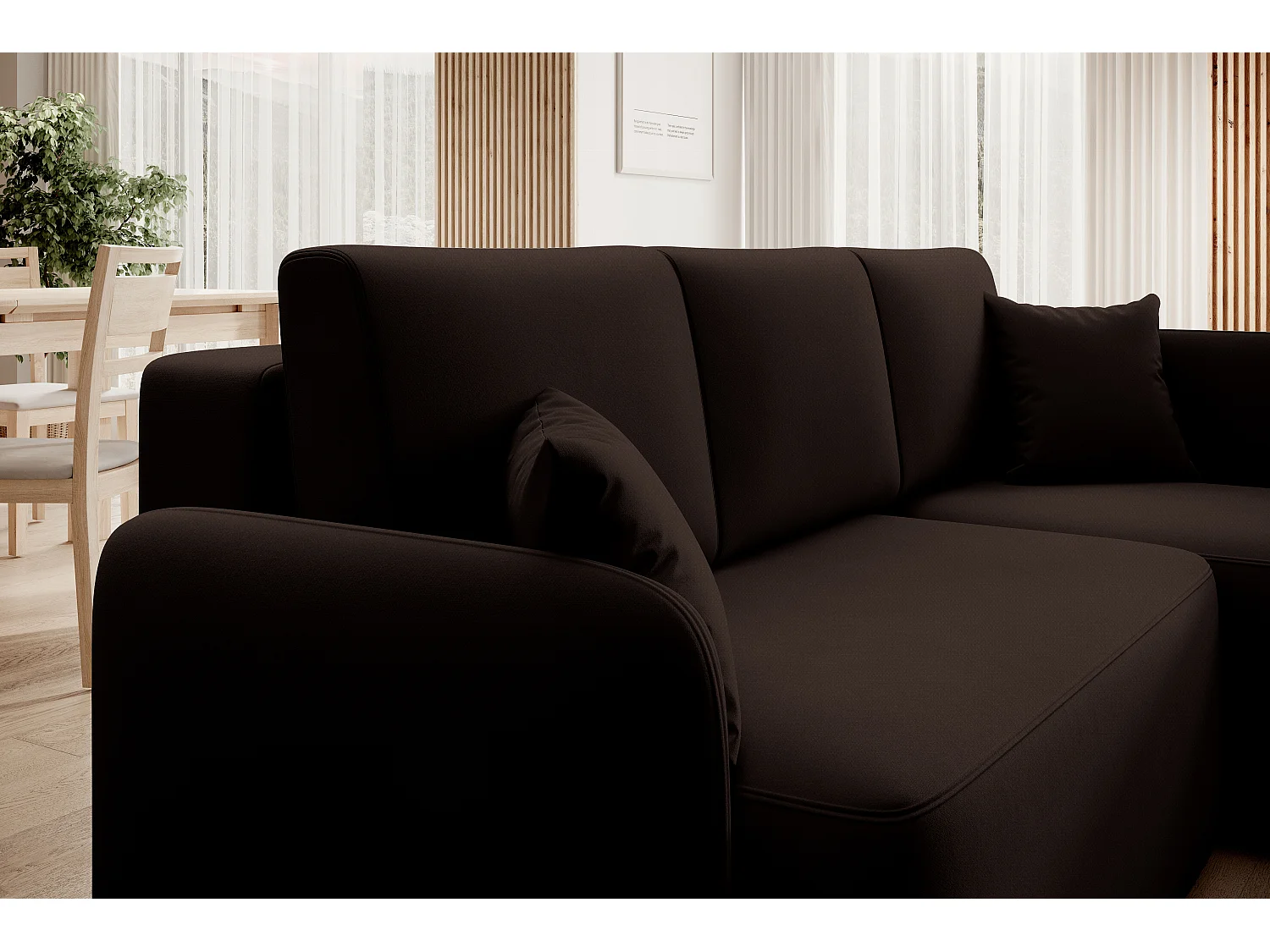 Canapé Corner Sergy L/revêtement tissu/Marron