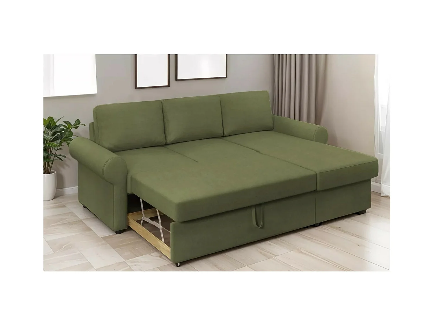 Divano d'angolo Paco R/rivestimento in tessut/Verde