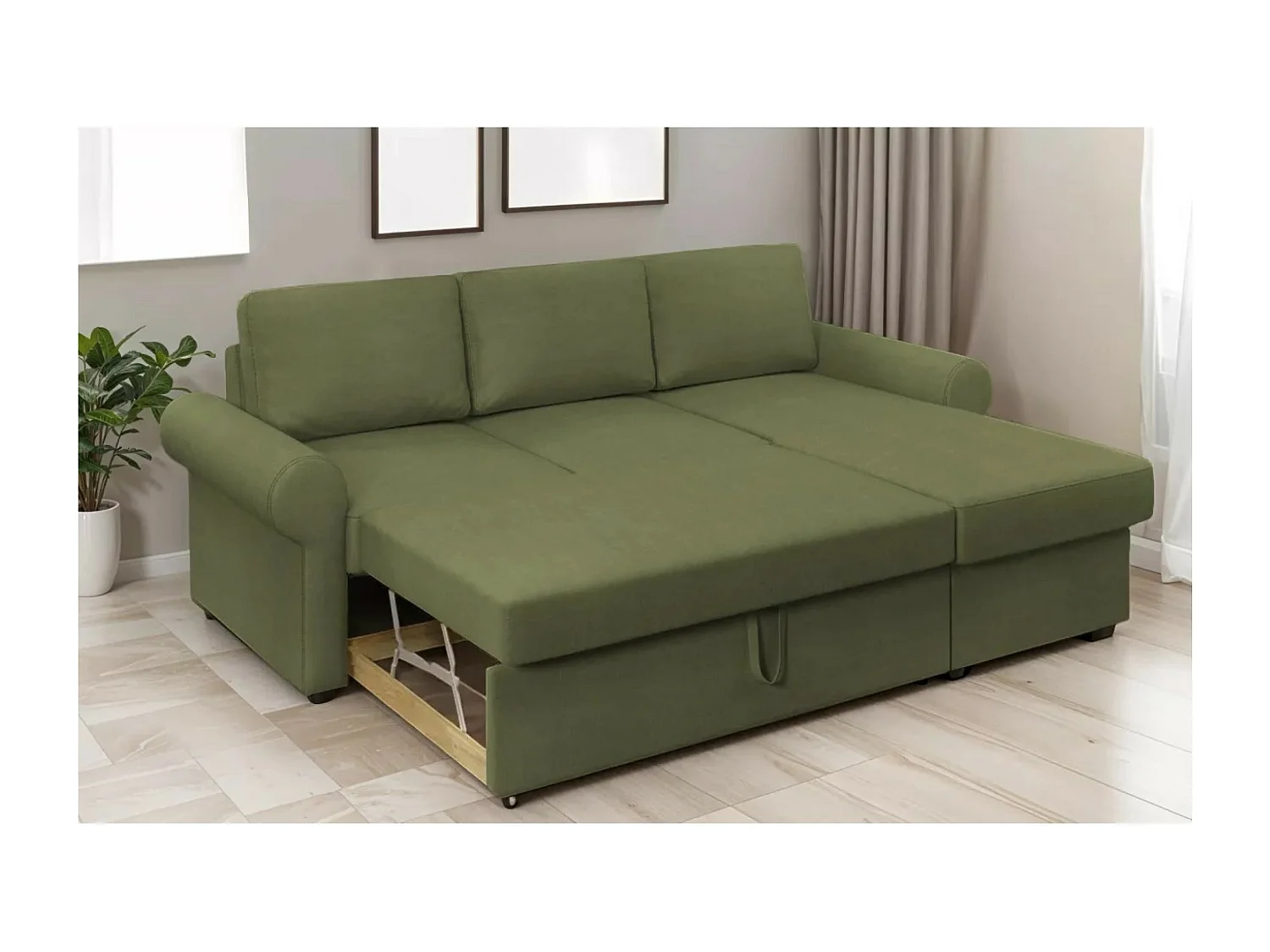 Divano d'angolo Paco R/rivestimento in tessut/Verde