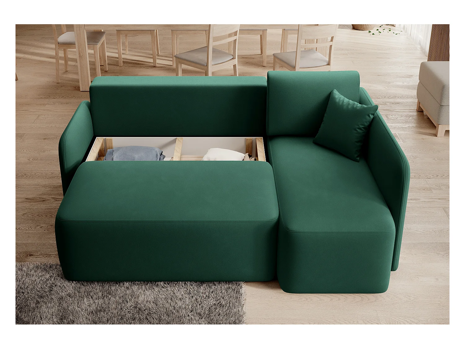 Ecksofa Sergy L/Stoffbezug/Grün