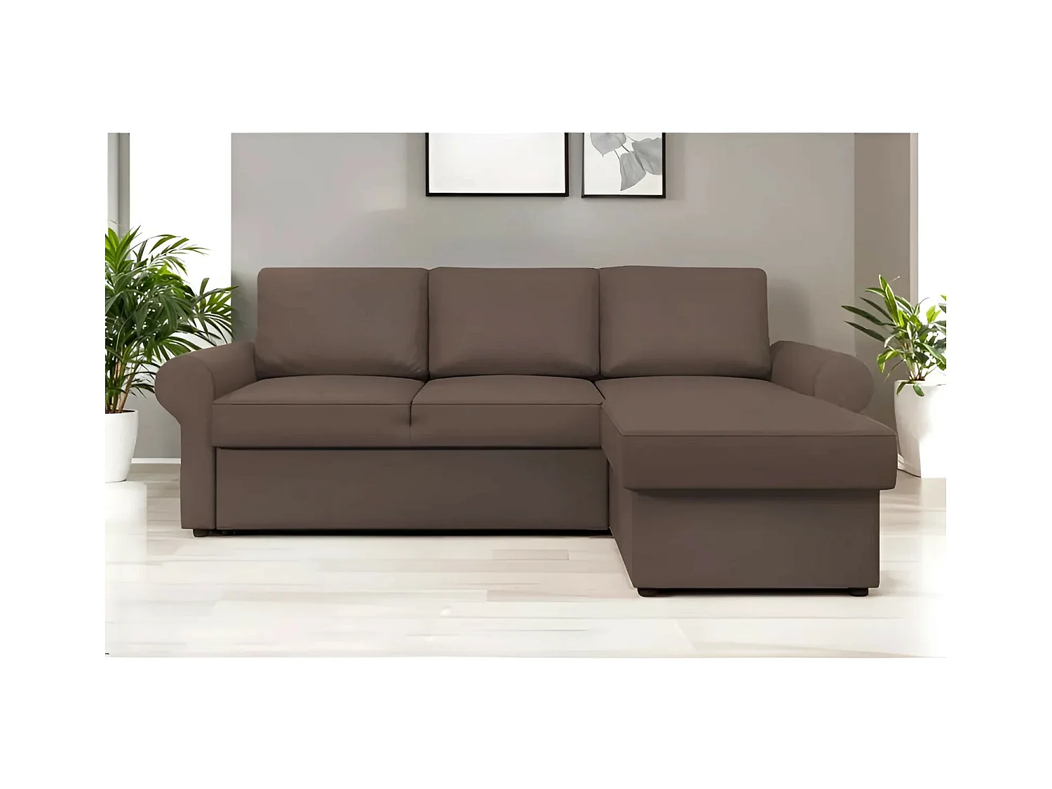 Divano d'angolo Paco R/rivestimento in tessut/Marrone