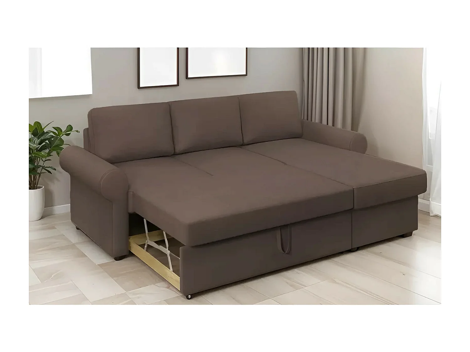 Divano d'angolo Paco R/rivestimento in tessut/Marrone