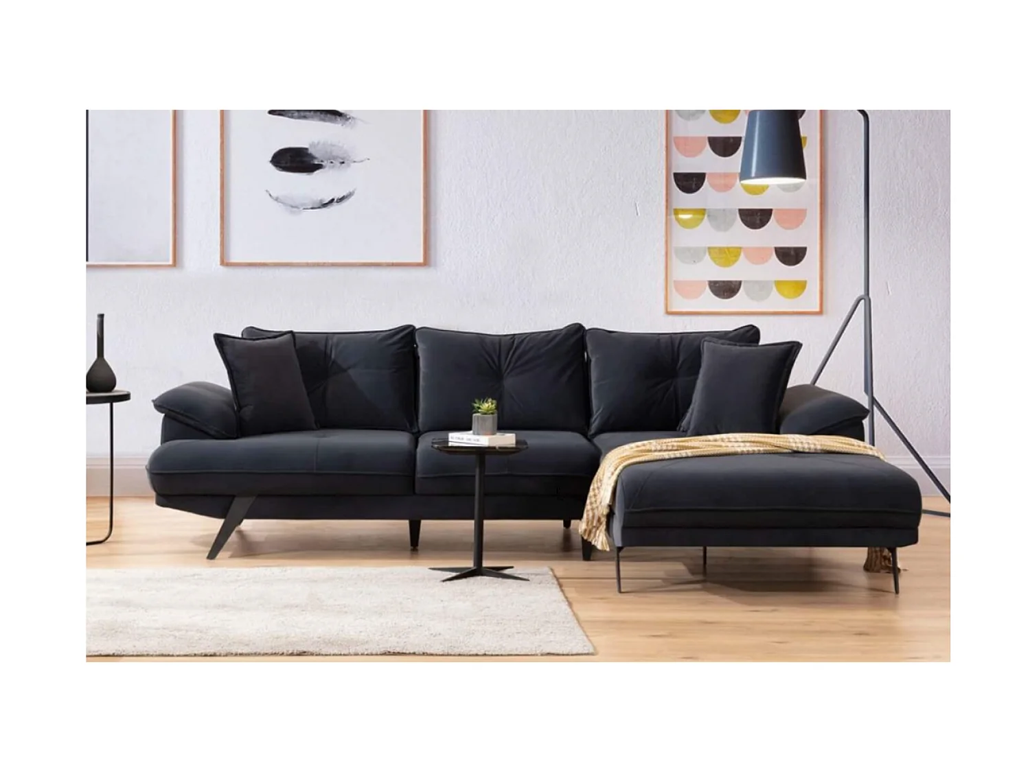 Divano d'angolo Larin R/rivestimento in tessut/Antracite