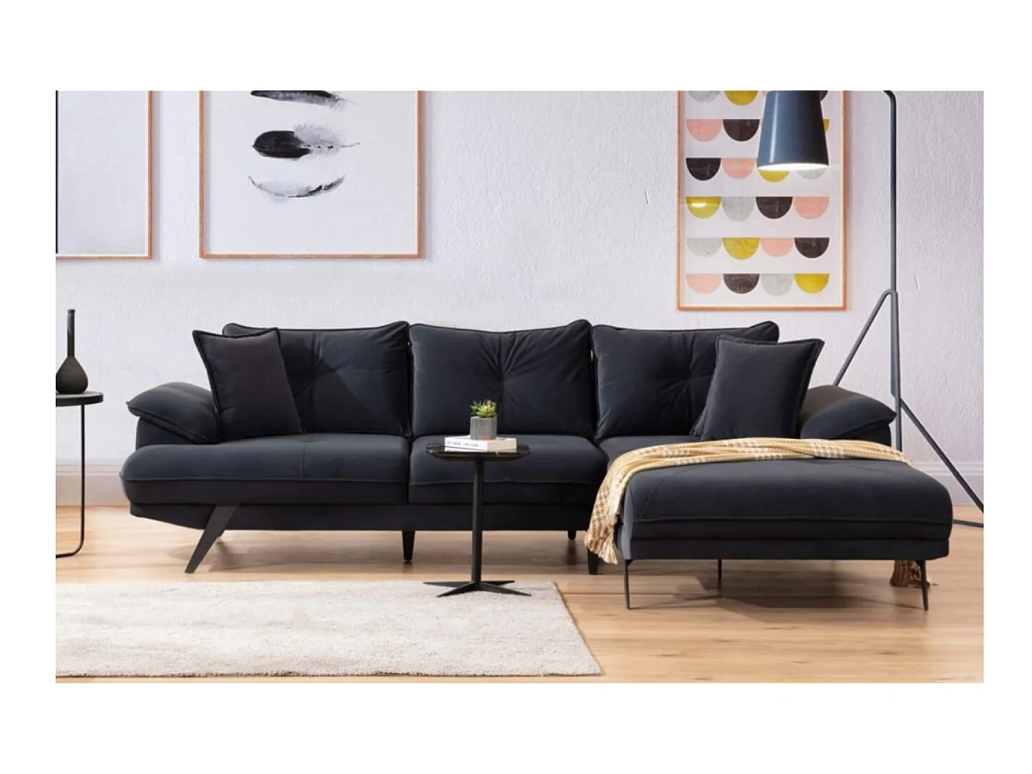 Divano d'angolo Larin R/rivestimento in tessut/Antracite