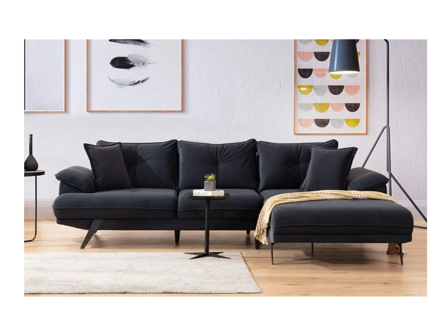 Ecksofa Larin R/Stoffbezug/Anthrazit